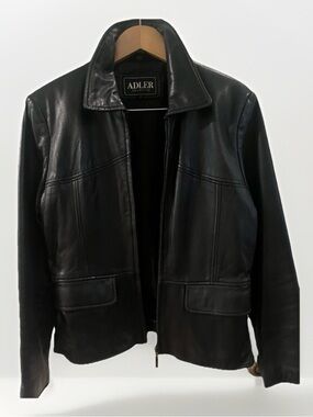 Adler Black Lamb Skin Leather Jacket for Women M